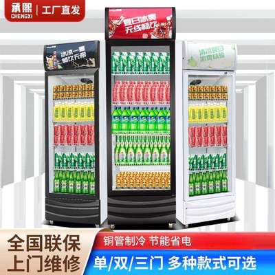 冷藏展示柜饮料柜立式商用冰箱单门保鲜柜双门啤酒柜饭店超市冰柜