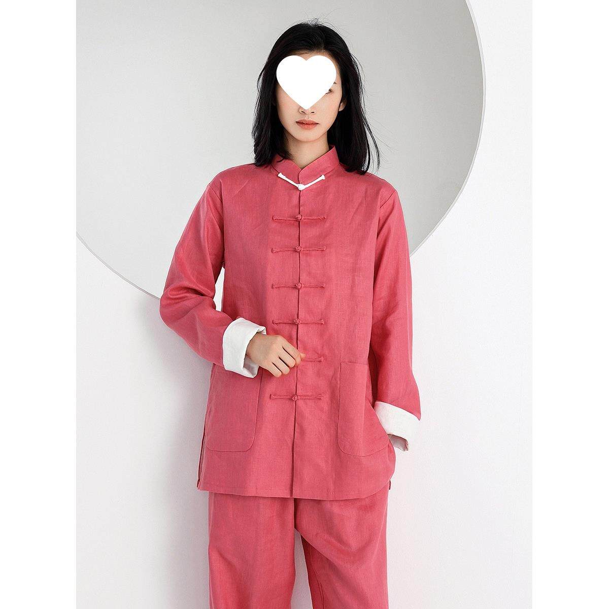 2025款亚麻太极服女春秋冬季武术服男太极拳练功服八段锦表演