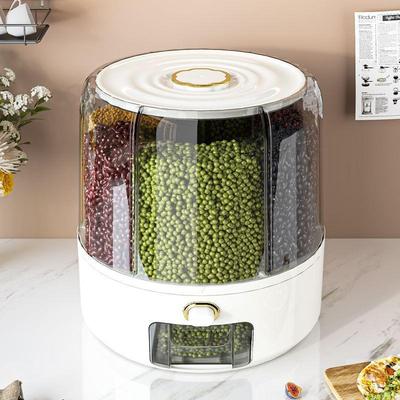 分格五谷杂粮收纳盒可旋转家用米桶防虫防潮密封食品级储米箱米缸