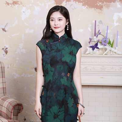 绢纺桑蚕丝旗袍盘扣高端原创