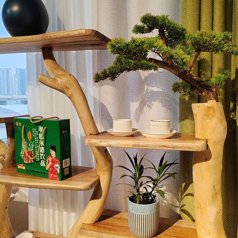 原生态艺术创意博古架客厅隔断柜餐厅酒柜展示架花架个性原木多层