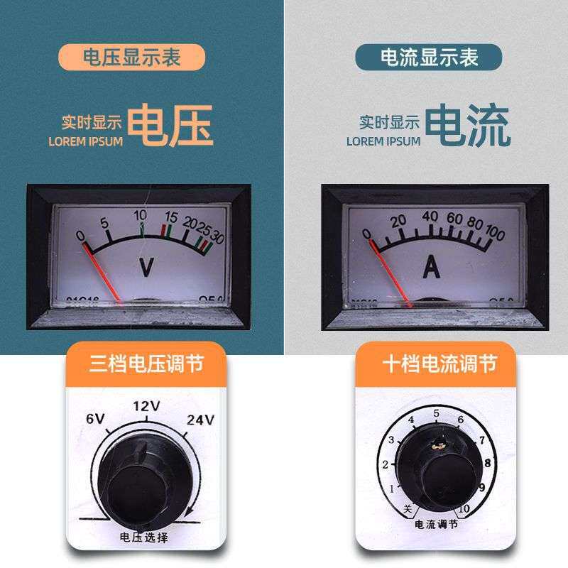 厂家蓄电池充电机摩托汽车电瓶充电器6V12V24V通用纯铜电瓶充电器