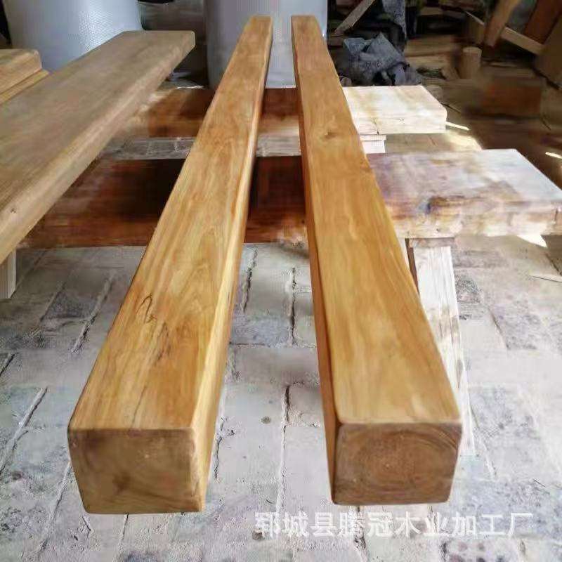 老榆木假梁装饰吊顶原木复古餐厅风化天华墙柱民宿空心梁方装饰梁