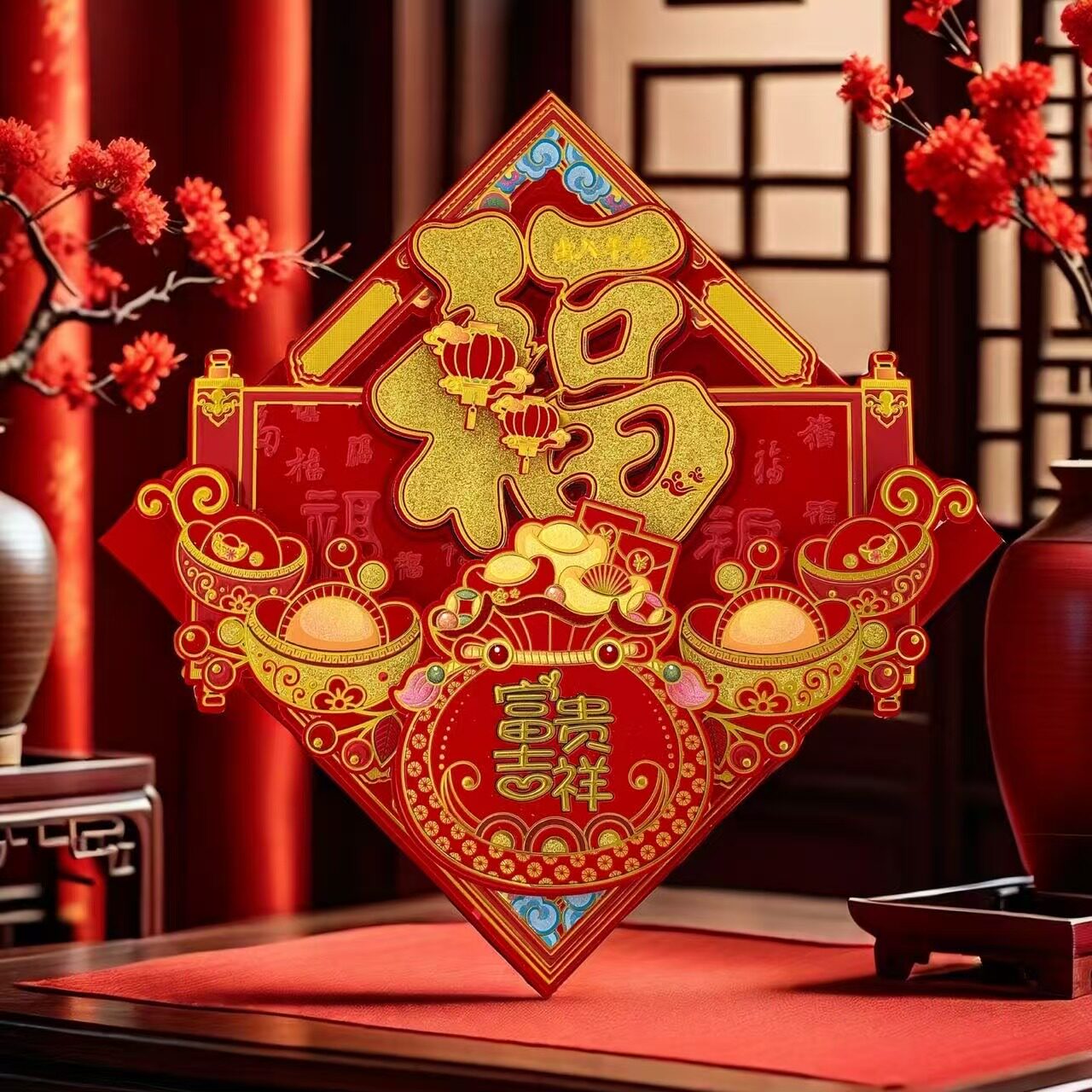 2026马年新年立体福字门贴春节装饰自粘绒布福字贴春节入户门福字,节庆用品/礼品,福字/窗花/窗贴,淘宝优惠券,粉丝福利购,淘宝优惠卷