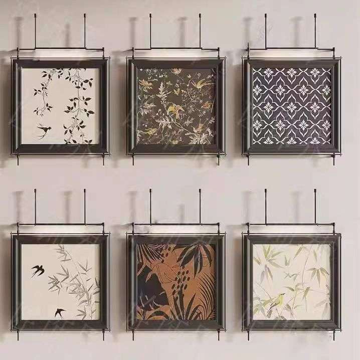 装置壁挂画灯装饰画壁灯复古画金属杆玄关抽象画框架酒店挂画高级