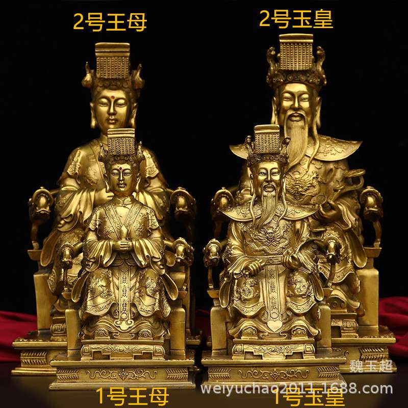 纯铜玉皇大帝王母娘娘像玉帝西王母 家用铜像摆件