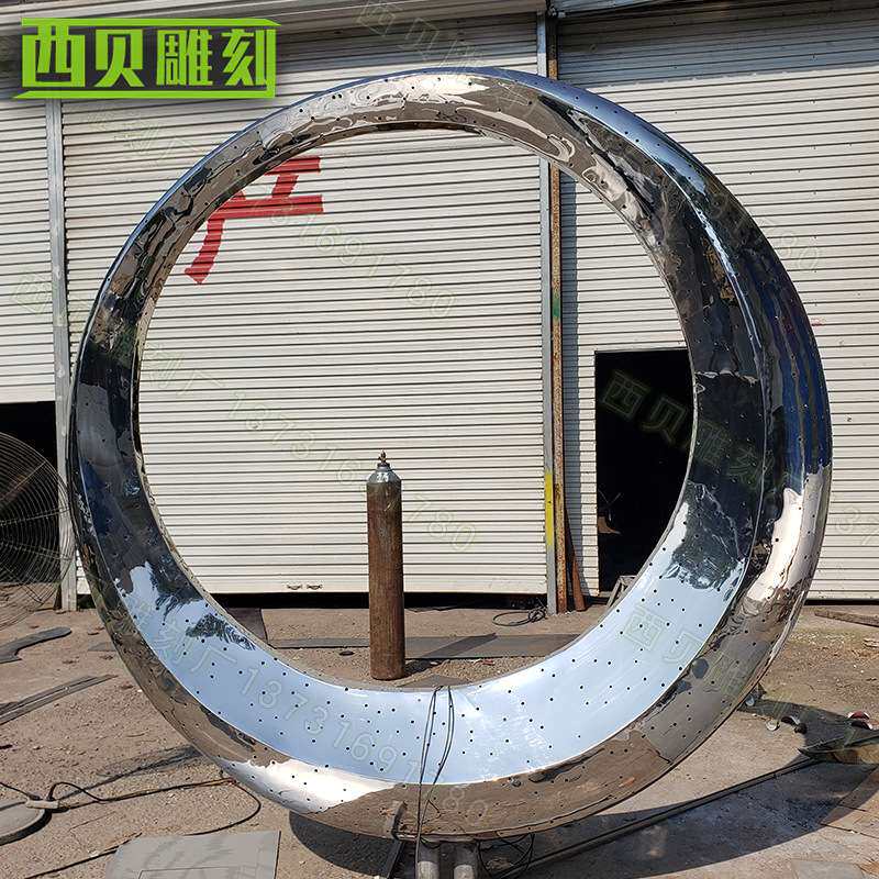 大型镜面圆环金属不锈钢雕塑  厂家销售 不锈钢蝴蝶水景圆环雕塑