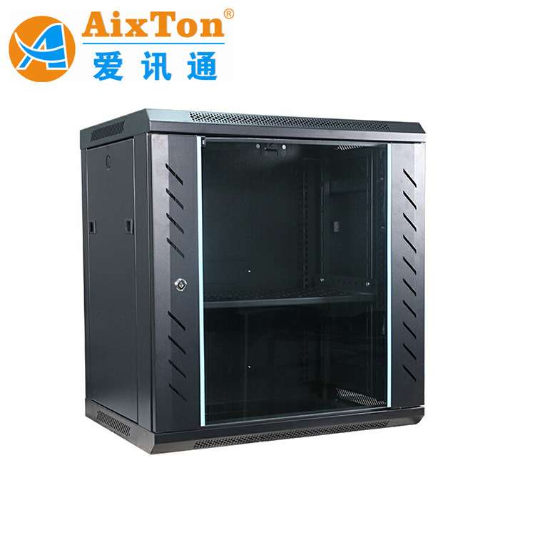 15U壁挂式机柜 黑色780mm服务机柜 壁挂式网络机柜