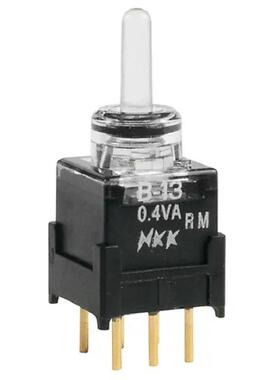 NKK微型摇头扭子B13JJPCF红绿双色三档位带灯钮子开关