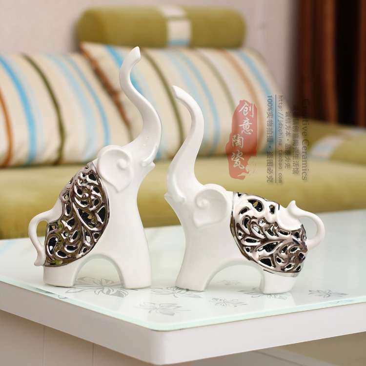 厂家 欧式陶瓷工艺品家居装饰情侣摆设创意摆件镂空镀银情侣象,3C数码配件,USB灯,淘宝优惠券,粉丝福利购,淘宝优惠卷