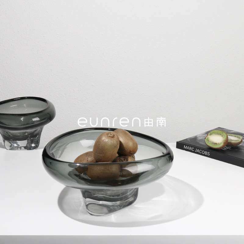 简约现代创意不规则家居客厅玻璃茶几水果盘饰品售楼处收纳盘摆件