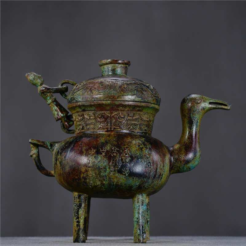 战国时青铜鸭型盉酒器青铜大全摆件河南博物院1:1还原青铜器制作