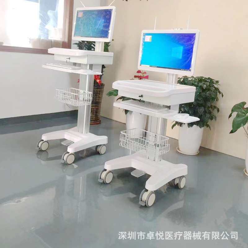 移动口扫电脑车护士查房工作站一体机台车显示器支架机房运维推车