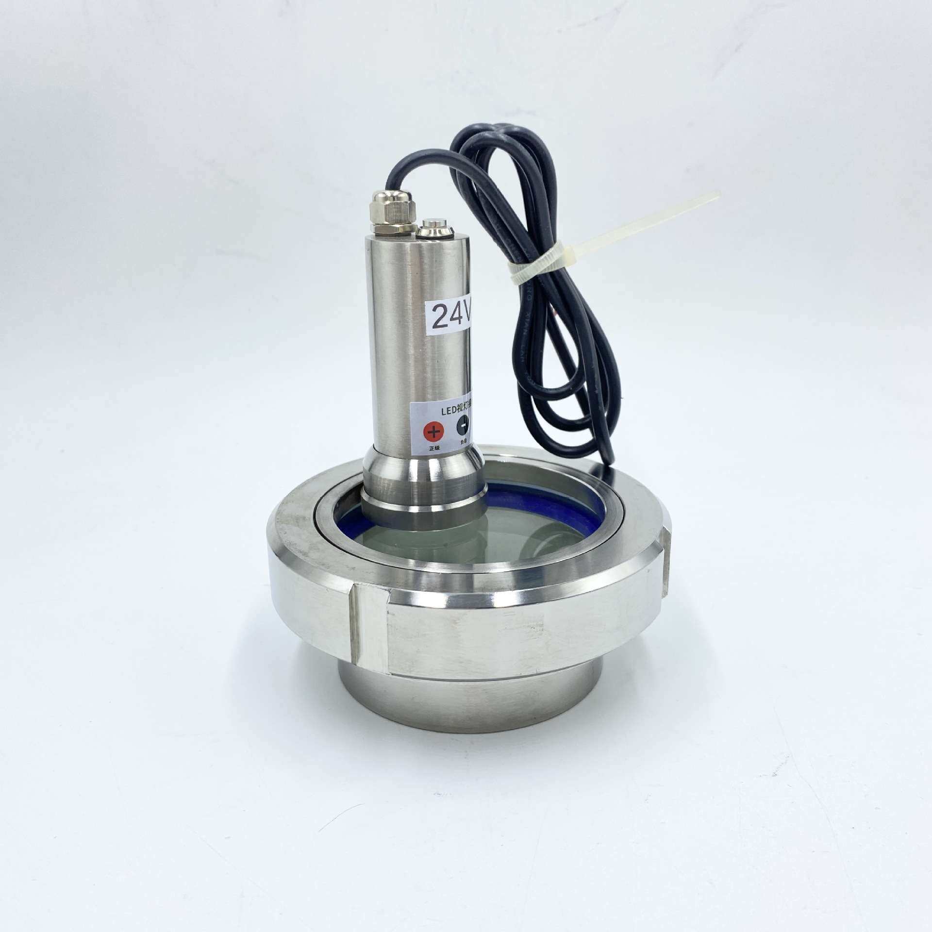 304不锈钢卫生级带灯焊接视镜活接观察视窗LED手电筒一体式带线带