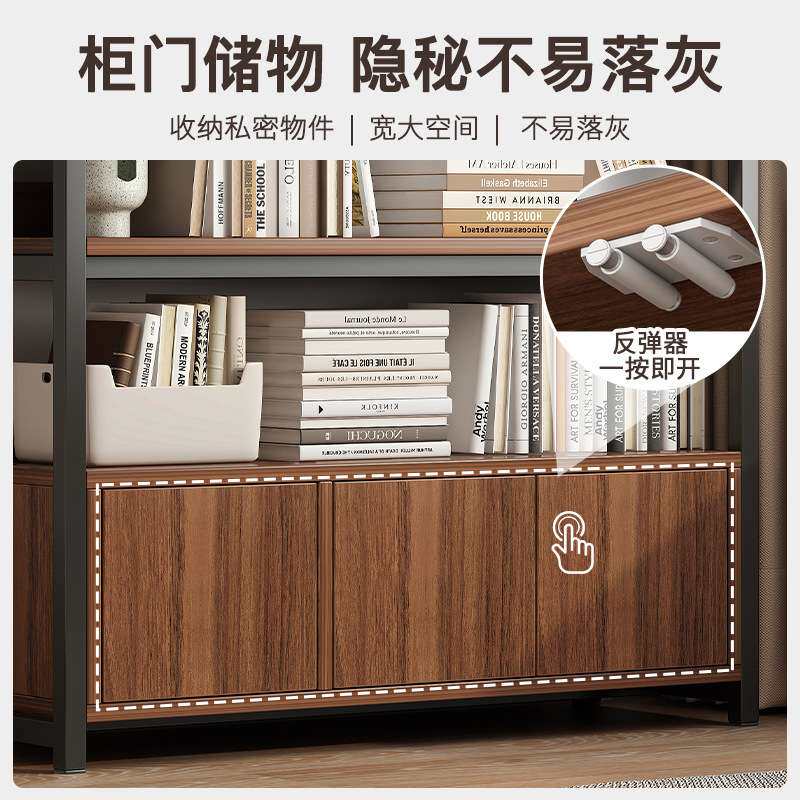 多层置物架落地靠墙边展示架客厅组合储物架子简易货架钢木书柜