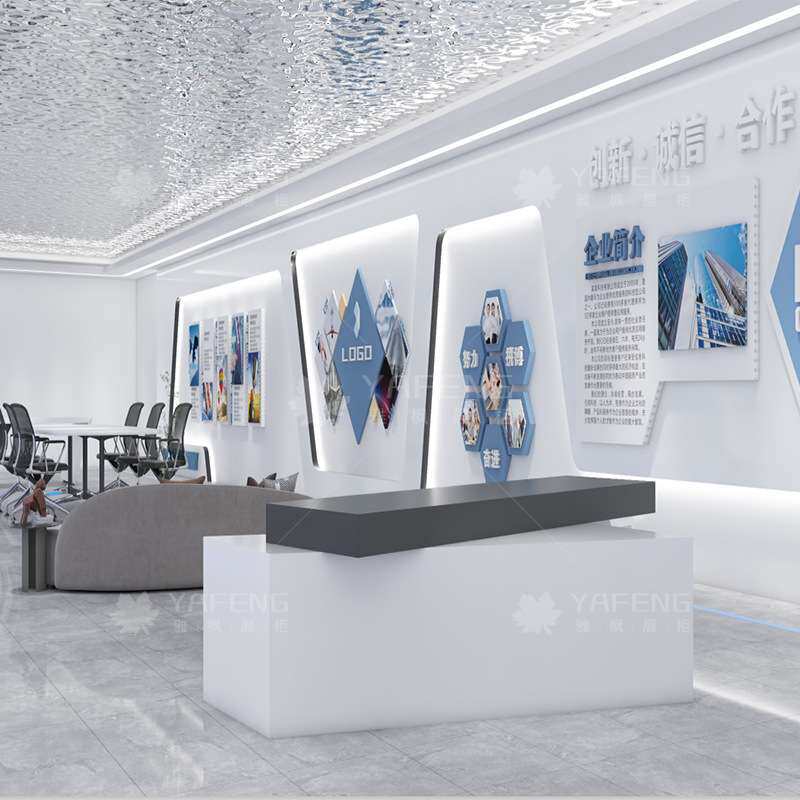科技风展厅展示柜公司企业发展历程文化形象墙3d立体产品展柜设计