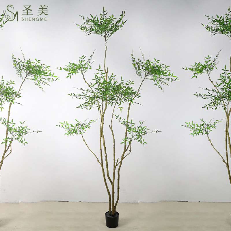 仿真杜鹃树南天竹家居装饰绿植摆件摄影新中式天葵室内场景布置