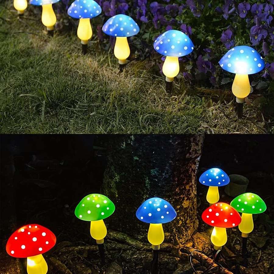 太阳能蘑菇植物地插灯别墅庭院花园草坪彩灯民宿露营景观装饰闪灯