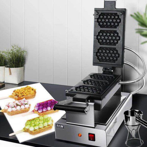 翻转蜂窝华夫炉商用三格蜂巢华夫饼机格子饼机烤饼机厂家