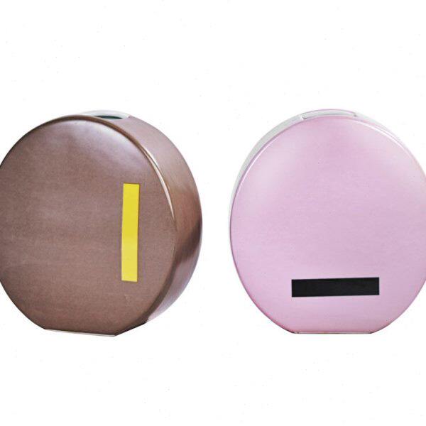 陶瓷椭圆扁形紫色色弗尼花瓶插花摆件欧式客厅卧室现代简约装饰品