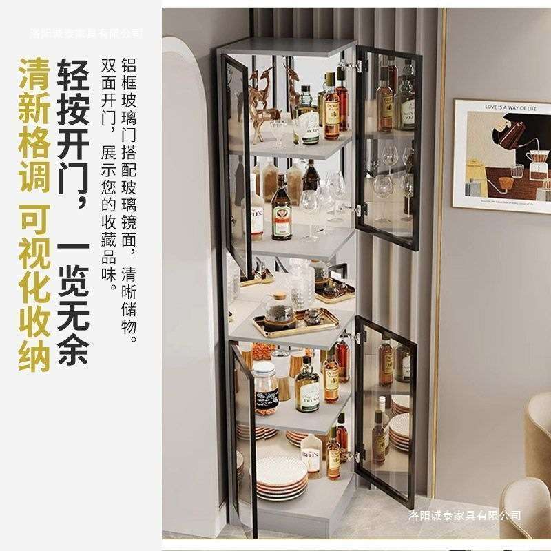 中古风酒柜展示柜带玻璃门客厅靠墙置物架电视柜侧边柜实木装饰柜