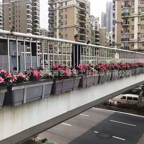 高架桥花盆花箱塑料pp置顶式桥梁花盆滴灌天桥波浪市政塑料花盆