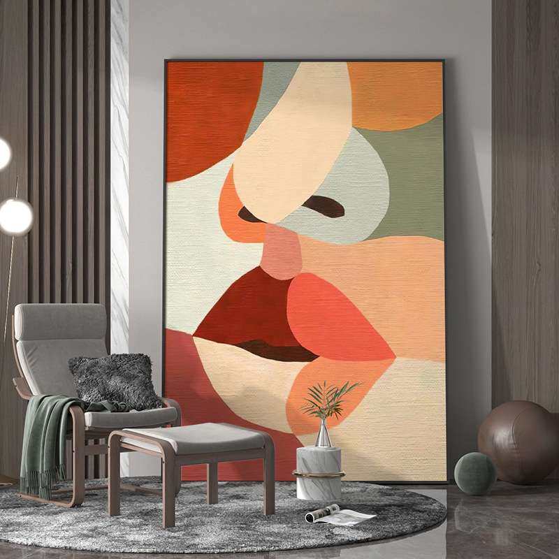 北欧艺术客厅玄关装饰画创意抽象人物色彩墙装饰沙发落地竖版挂画