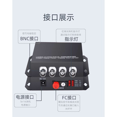 4路纯视频光端机单模单纤4路视频光端机FC口20KM1对4路视频光端机