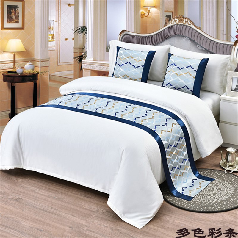 经典拼接宾馆酒h店名宿卧室家用床上用品纯色床旗床尾巾床尾毯床