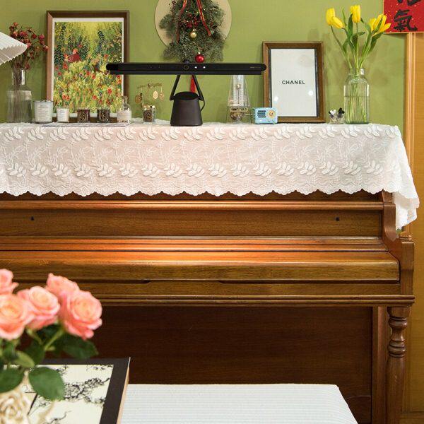 全棉复古钢琴罩高级感法式轻奢防尘罩立体绣花半罩纯色钢琴盖布