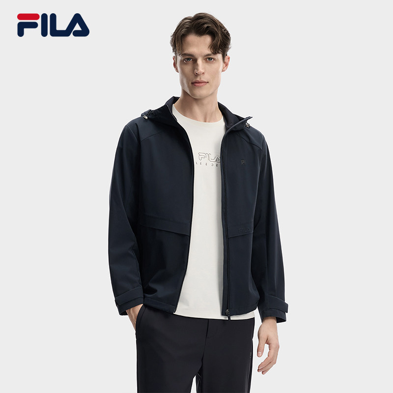 FILA 斐乐官方男士梭织外套2026春新款日常休闲舒适百搭连帽上衣