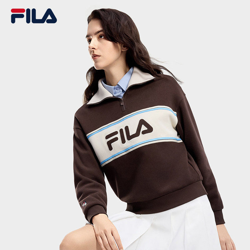 FILA 斐乐官方女子套头卫衣2026春季新款翻领半拉链针织长袖上衣,运动服/休闲服装,运动卫衣/套头衫,淘宝优惠券,粉丝福利购,淘宝优惠卷