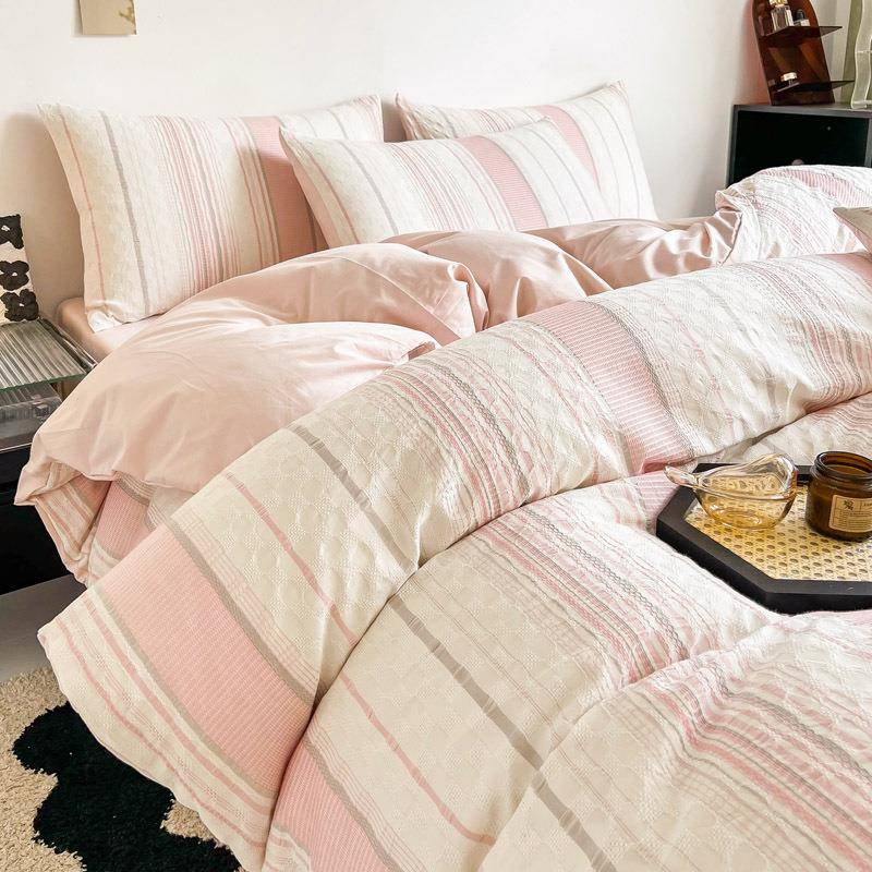 a类母婴级简约60支水洗棉床上四件套纯棉全棉100单被套三件套床品