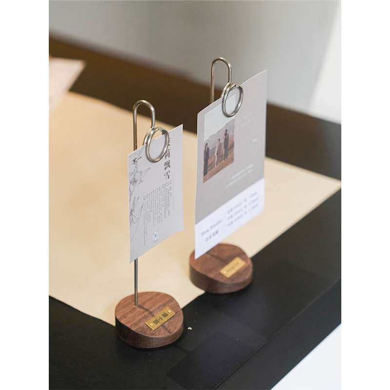 实木价格展示牌立式简约文艺酒店席位卡餐厅菜牌座留言夹便签夹商