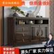 乌金木一体家用客厅现代简约实木餐边柜家用厨房碗柜茶水柜新中式