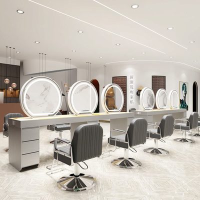 网红理发美发店镜子柜子一体发廊专用双面带灯烫染理发店镜台高档