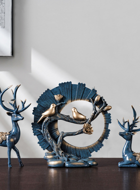 现代家居玄关桌面摆件p客厅酒柜电视柜装饰品创意鹿乔迁新居礼品