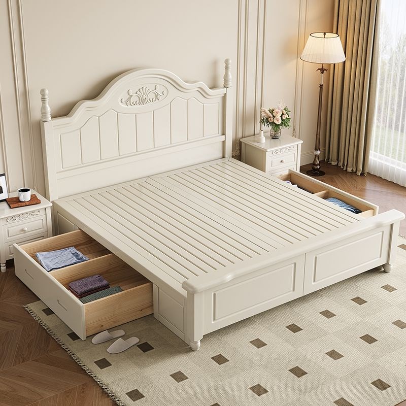 实木床现代简约单人双人主卧1.8米1.2M米小户型欧式白色公主床