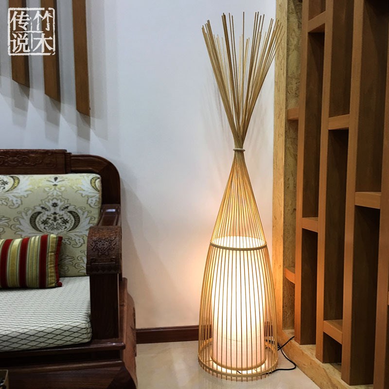 简约日式榻榻米客厅落地灯v禅意空间茶室艺术竹灯新中式客栈民宿