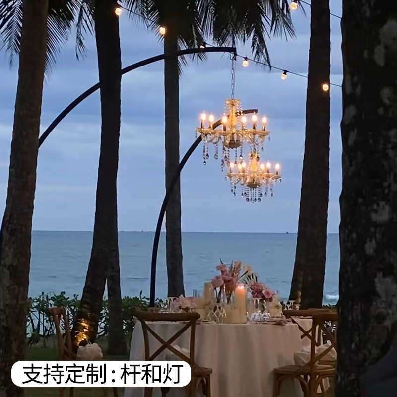 庭院户外草坪婚庆聚会餐厅防水充电水晶落地灯吊灯中山灯具