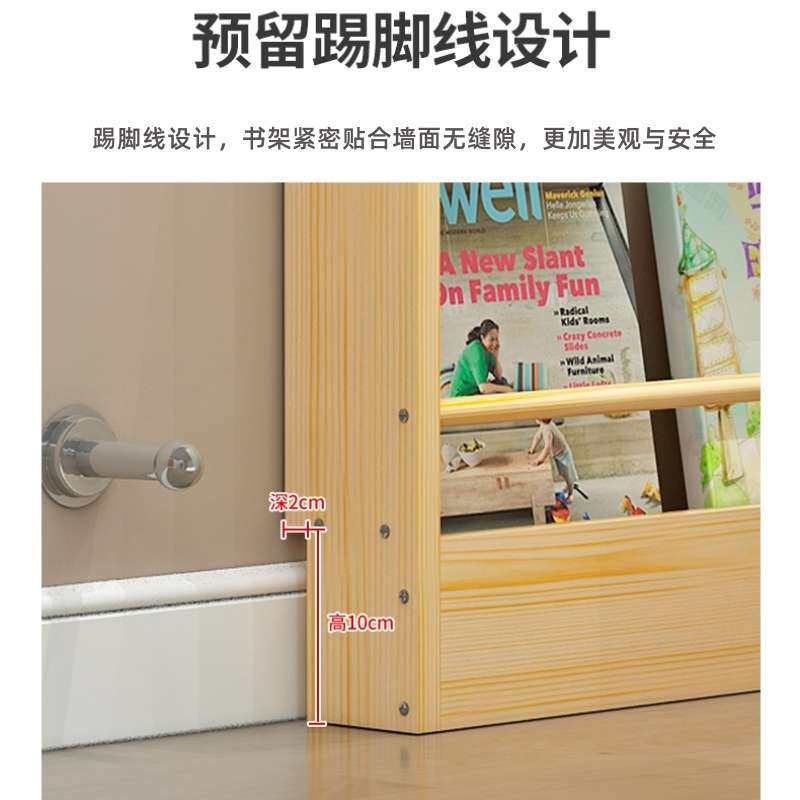 实木门后小书架落地多层薄书柜壁挂阅读架儿童绘本杂志收纳置物架