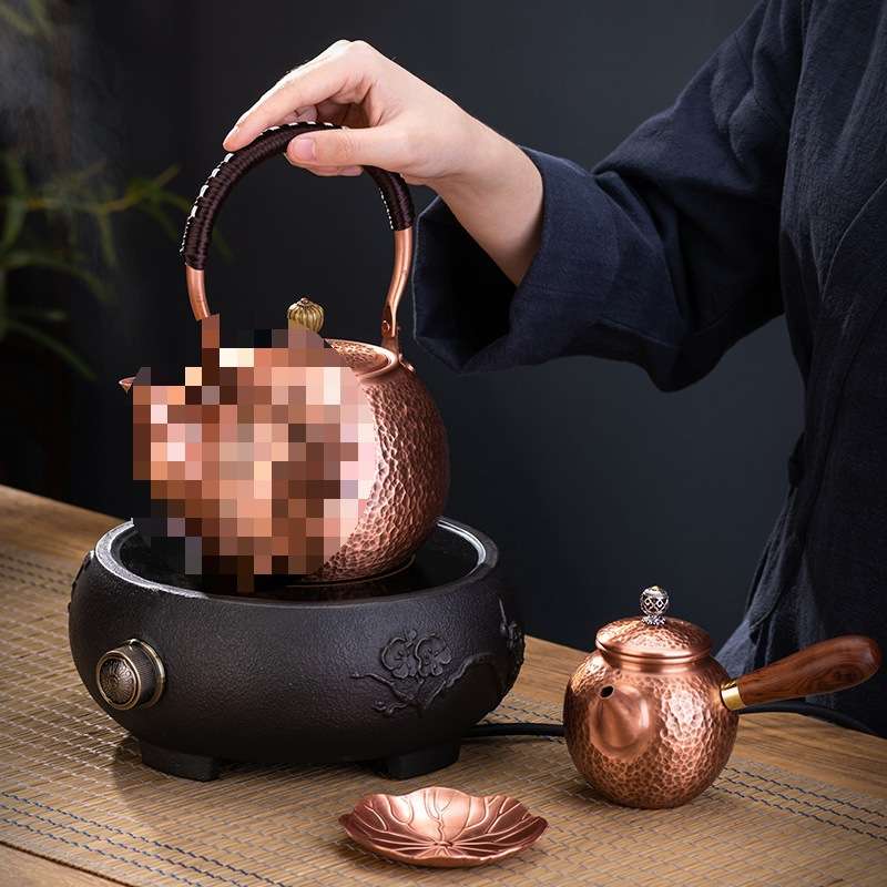 烧水壶围炉纯铜电陶炉铜壶煮茶茶壶泡茶铜小铜炉手工户外紫铜