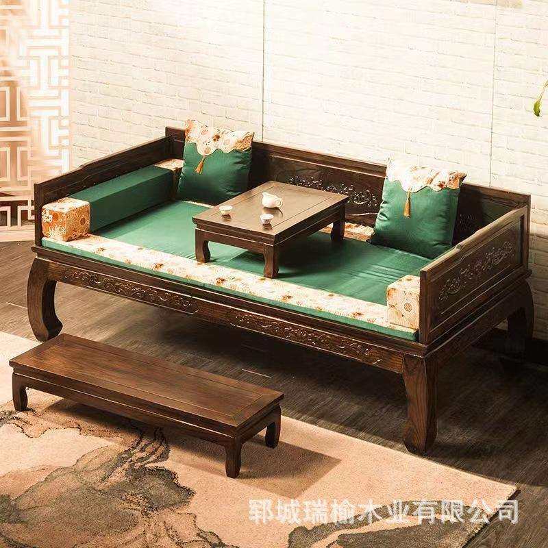 北方老榆木实木罗汉床中式沙发床酒店茶楼民宿仿古雕花禅意罗汉床,3C数码配件,USB灯,淘宝优惠券,粉丝福利购,淘宝优惠卷