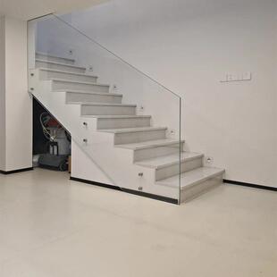 侧装楼梯栏杆不锈钢扶手双钢板立柱护栏钢化玻璃栏杆楼梯扶手