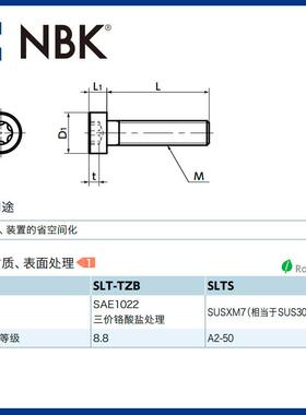 NBK SLT-TZB梅花槽短头螺栓省空间非标头薄型防破坏配件厂家直供