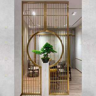 公司入户进门形象墙金属304不锈钢现代屏风隔断墙客厅遮挡玄关柜