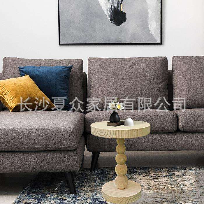 北欧复古沙发边几实木小圆桌简约风茶几床头桌子客厅置物角几边桌