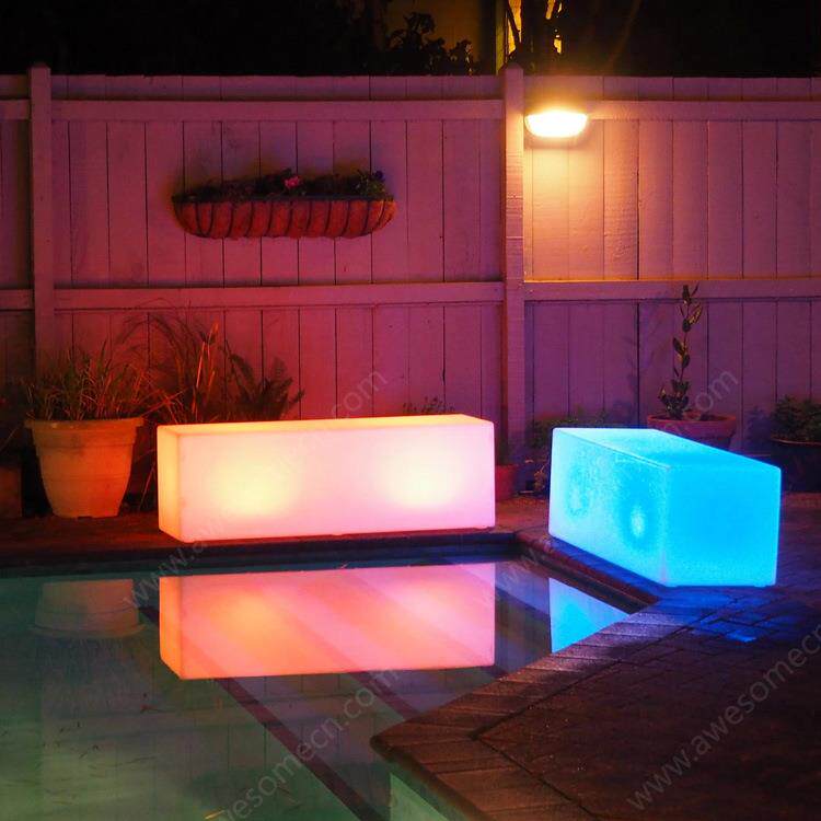 新款创意户外发光家具LED长凳充电七彩长方形吧凳矮凳子酒吧家具