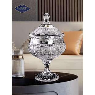 饰摆件 捷克BOHEMIA手工雕刻水晶玻璃糖果罐储物罐家居糖缸房型装