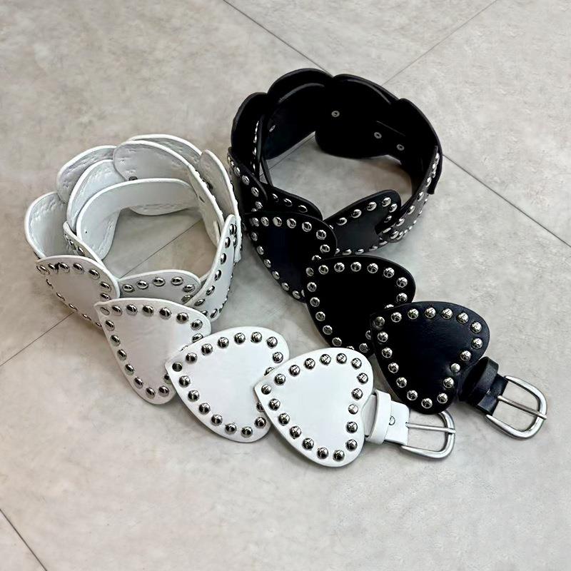 MMFISH时髦洋气设计感百搭爱心卡扣铆钉镂空腰带25U213